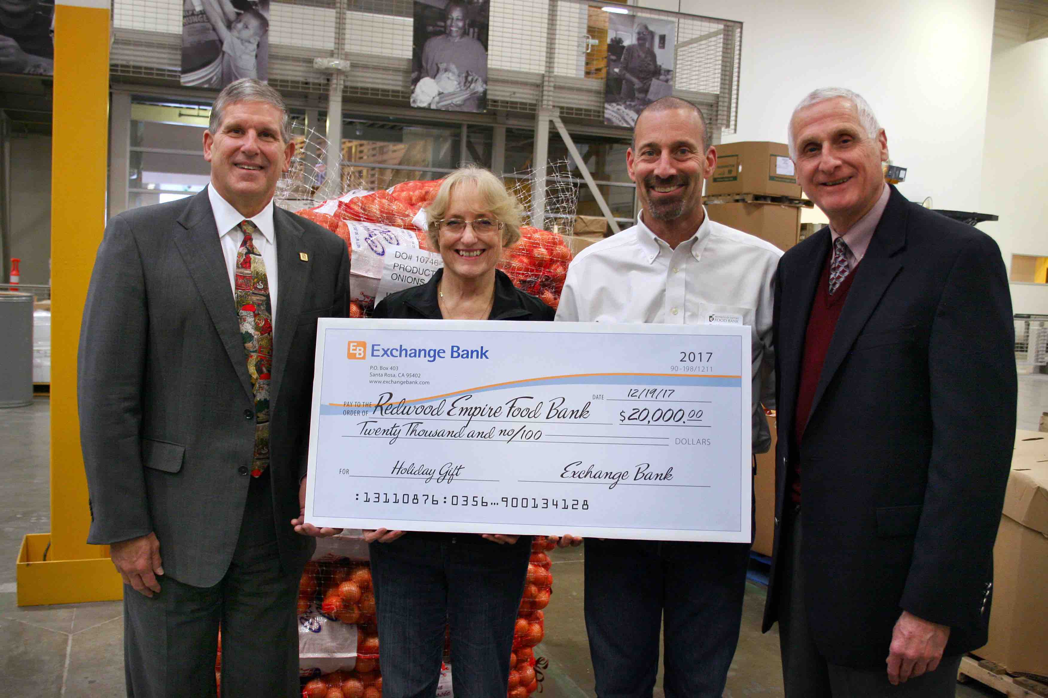 Exchange Bank Donates $20,000 to Redwood Empire Food Bank