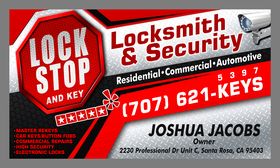 Lock Stop and Key business card