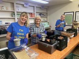 Making emergency food kits for seniors at the Council on Aging kitchen