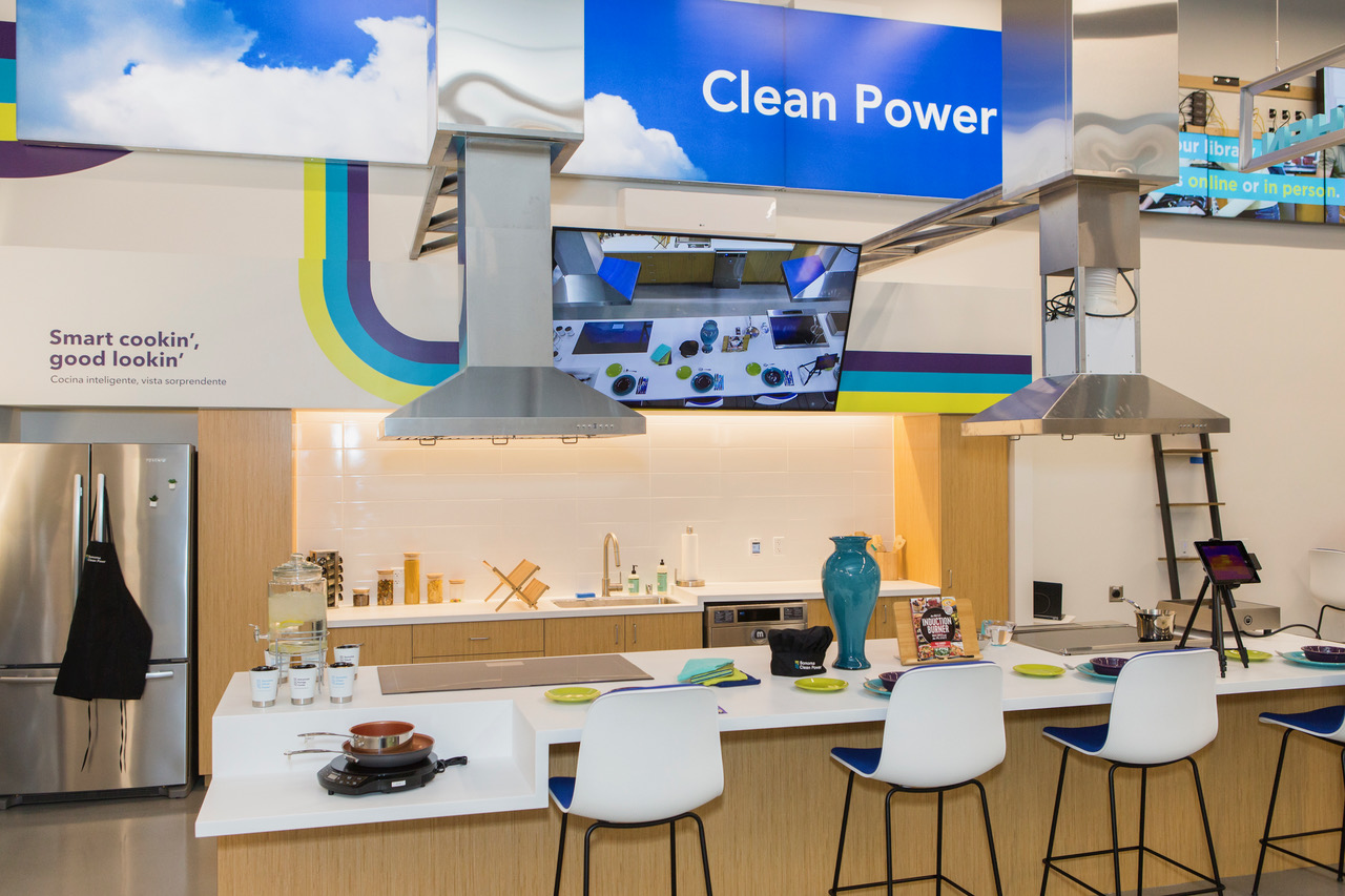The Advanced Energy Center’s all-electric kitchen demonstration area.